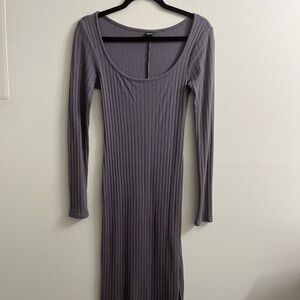 Wild Fable Ribbed Long Sleeve Dress in Gray